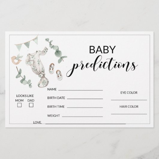 ボホグリーン男の赤ちゃんシャワー予測文房具 便箋 (正面)