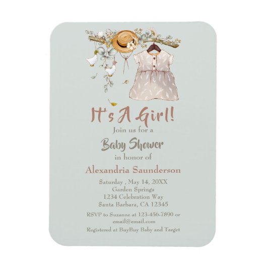 ボホグリーン素朴リーベビーガール マグネット (縦)