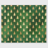 ボホグリーン金ゴールドツリーズクリスマス ラッピングペーパー (フラット)