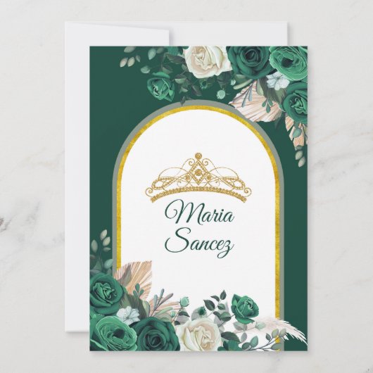 ボホグリーン金ゴールドフローラメキシコクインセアニラ 招待状 (裏面)