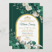 ボホグリーン金ゴールドフローラメキシコクインセアニラ 招待状 (正面/裏面)