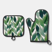 ボホグリ離れンズ水の色の手絵を描] 鍋つかみ&鍋敷きセット (正面)