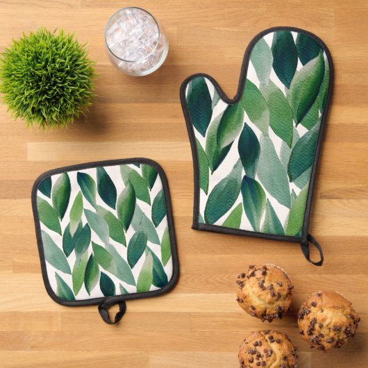 ボホグリ離れンズ水の色の手絵を描] 鍋つかみ&鍋敷きセット (トップダウン)