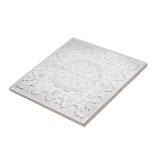 ボホグレイと白フェイクレリーフ、 浮き彫り花柄 タイル (側面)