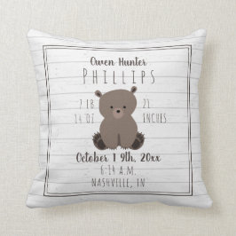 ボホグレイウッドベアキューブ男の赤ちゃん誕生詳細 クッション