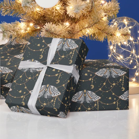 ボホグレイ天蛾のパターン ラッピングペーパー (クリスマス)