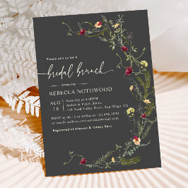 ボホグレイ水彩ワイルドフラワーズブライダルブランチ 招待状