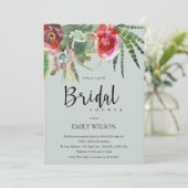 ボホグレーピンクフローラサボテン葉ブライダルシャワー 招待状 (スタンド正面)