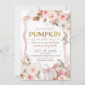 ボホコケットピンクカボチャ赤ちゃんシャワー 招待状 (正面)