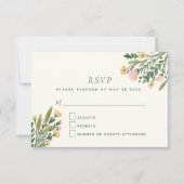 ボホコケットヴィンテージフローラウォーターカラー結婚ズ 出欠カード (正面)