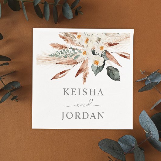 ボホコッパーパスグラスフローラ – ホワイト2ナプキン スタンダードカクテルナプキン