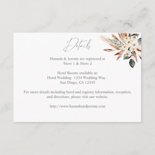 ボホコッパーパスグラス&フローラ結婚ズ詳細 エンクロージャーカード (正面)