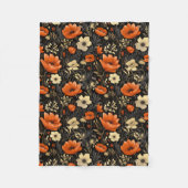 ボホコテージコアオレンジアンドクリームオータムフローラ フリースブランケット (正面)