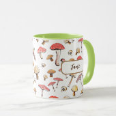 ボホコテージコアマッシュルームハンドドローパーソナライズされたド マグカップ (正面右)