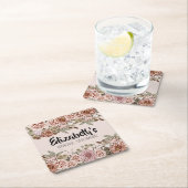 ボホコテージコーレ結婚エンチャントテーマカスタム スクエアペーパーコースター (インサイチュ)