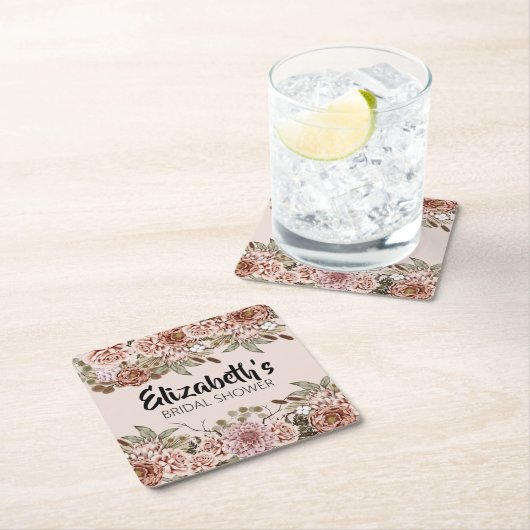 ボホコテージコーレ結婚エンチャントテーマカスタム スクエアペーパーコースター (インサイチュ)