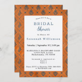 ボホコプッツブルーグラフィックアールデコブライダルシャワー 招待状 (正面/裏面)