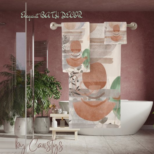 ボホコンテンポラリーアーストーン植物生命タオル バスタオルセット