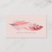 ボホコーエレガントラル&赤面ピンクウォーターカラーフェザー 名刺 (正面)