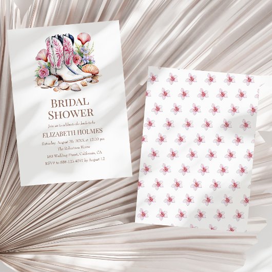 ボホコースト女性のカーボーイブライダルシャワー招待 招待状