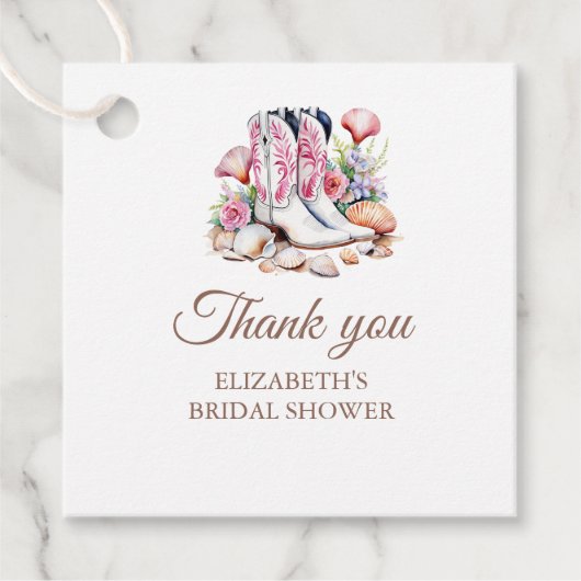 ボホコースト女性のカーボーイブーツブライダルシャワーサンキュー フェイバータグ (正面)