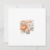 ボホコーラルアンドピーチドライフローラアーチ日付を保存 招待状 (裏面)