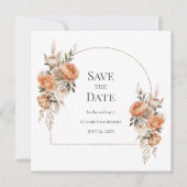 ボホコーラルアンドピーチドライフローラアーチ日付を保存 招待状 (正面)