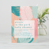 ボホコーラルティール（緑がかった色）離れピクニックインパークベビーシャワー 招待状 (スタンド正面)