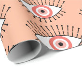 ボホコーラルピンクアイズパターン（の模様が）ある ラッピングペーパー (ロールコーナー)