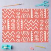 ボホコーラルホワイトデコペパターン（の模様が）あるージ 薄葉紙 (クラフト)