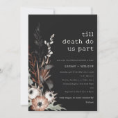 ボホゴシックラストブラックボタニカルカップルのシャワー 招待状 (正面)