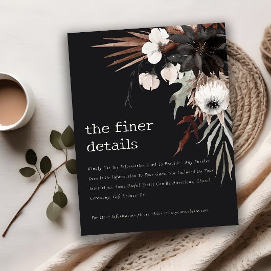 ボホゴシックラストブラックボタニカル結婚ズ詳細 エンクロージャーカード