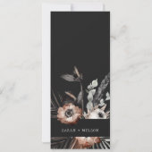 ボホゴシックラストブラック植物用結婚メニューカード 招待状 (裏面)