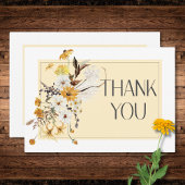 ボホゴールデンイエローメドウフラワーイエロー結婚ズ サンキューカード