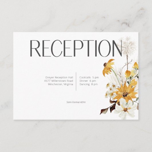 ボホゴールデンイエローメドウフラワーズホワイト披露宴 エンクロージャーカード (正面)