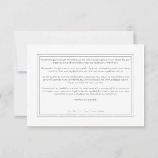 ボホゴールデンイエローメドウフラワーズホワイト結婚ズ サンキューカード (裏面)