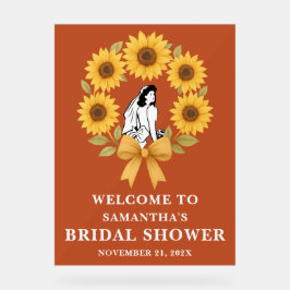 ボホゴールデンサンフラワー秋ブライダルシャワーウェルカム アクリルサイン