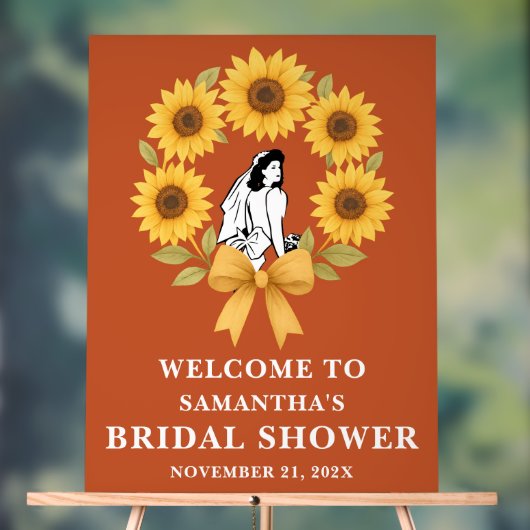 ボホゴールデンサンフラワー秋ブライダルシャワーウェルカム アクリルサイン (ニュートラル)