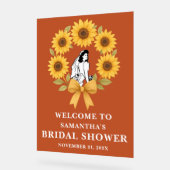 ボホゴールデンサンフラワー秋ブライダルシャワーウェルカム アクリルサイン (傾斜)