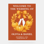 ボホゴールデンパンプキン秋の結婚式ウェルカム アクリルサイン (正面)