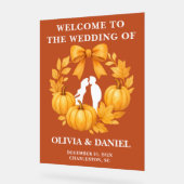 ボホゴールデンパンプキン秋の結婚式ウェルカム アクリルサイン (傾斜)