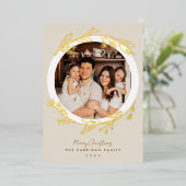 ボホゴールデンリースフォトゴールドフォイルホリデーカード 箔シーズンカード (立ち正面)