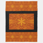 ボホゴールデン金ゴールドスターフラワー素朴 フリースブランケット (正面)