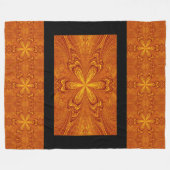 ボホゴールデン金ゴールドスターフラワー素朴 フリースブランケット (正面(横))