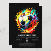 ボホゴール水彩色サッカー誕生日 招待状 (正面/裏面)