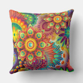 ボホサイケデリックボヘミカラフルア70sヒッピー・アート クッション (裏面)
