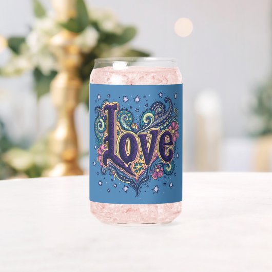 ボホサイケデリックラブレタリングとフローラアクセント ガラス缶 (インサイチュ (ウェディング))