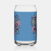 ボホサイケデリックラブレタリングとフローラアクセント ガラス缶 (左)