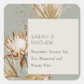 ボホサガエレガントグリーンプロテアドライパームフローラ スクエアシール (正面)