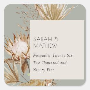 ボホサガエレガントグリーンプロテアドライパームフローラ スクエアシール